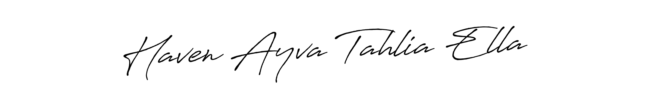 Create a beautiful signature design for name Haven Ayva Tahlia Ella. With this signature (Antro_Vectra_Bolder) fonts, you can make a handwritten signature for free. Haven Ayva Tahlia Ella signature style 7 images and pictures png