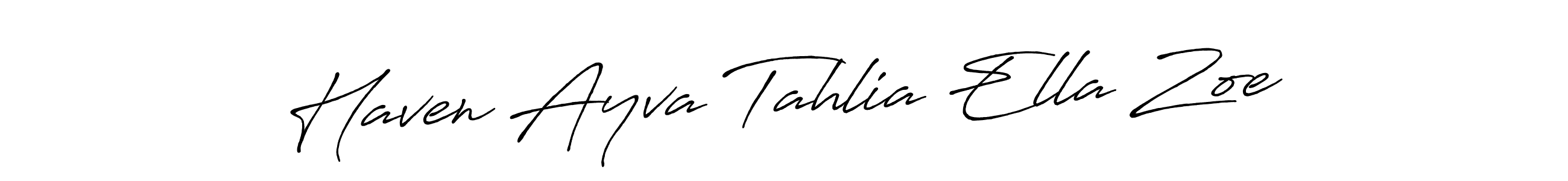 How to make Haven Ayva Tahlia Ella Zoe name signature. Use Antro_Vectra_Bolder style for creating short signs online. This is the latest handwritten sign. Haven Ayva Tahlia Ella Zoe signature style 7 images and pictures png