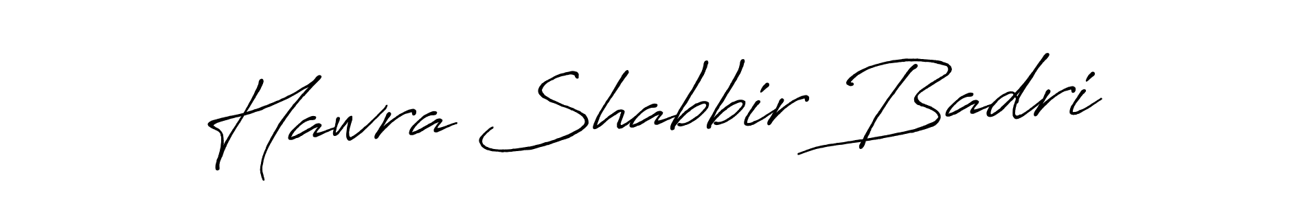 Create a beautiful signature design for name Hawra Shabbir Badri. With this signature (Antro_Vectra_Bolder) fonts, you can make a handwritten signature for free. Hawra Shabbir Badri signature style 7 images and pictures png