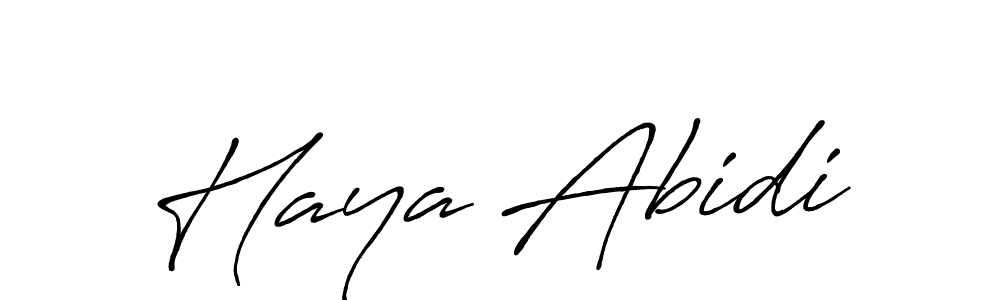 Make a beautiful signature design for name Haya Abidi. With this signature (Antro_Vectra_Bolder) style, you can create a handwritten signature for free. Haya Abidi signature style 7 images and pictures png