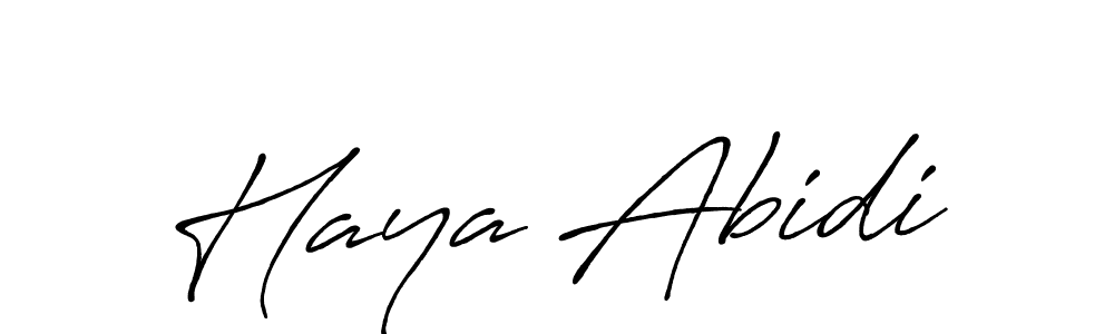 How to make Haya Abidi name signature. Use Antro_Vectra_Bolder style for creating short signs online. This is the latest handwritten sign. Haya Abidi signature style 7 images and pictures png