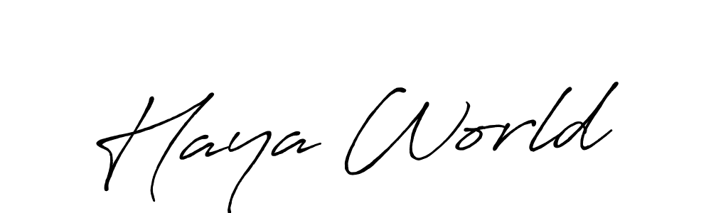 Also we have Haya World name is the best signature style. Create professional handwritten signature collection using Antro_Vectra_Bolder autograph style. Haya World signature style 7 images and pictures png