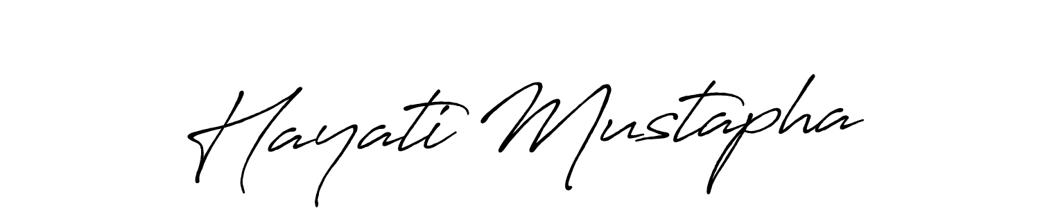 Make a beautiful signature design for name Hayati Mustapha. With this signature (Antro_Vectra_Bolder) style, you can create a handwritten signature for free. Hayati Mustapha signature style 7 images and pictures png