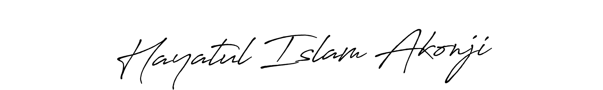 How to make Hayatul Islam Akonji name signature. Use Antro_Vectra_Bolder style for creating short signs online. This is the latest handwritten sign. Hayatul Islam Akonji signature style 7 images and pictures png