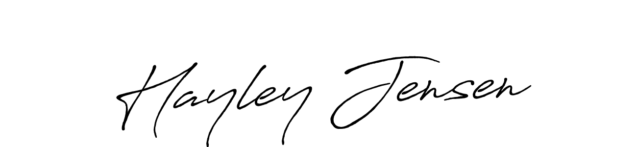 Hayley Jensen stylish signature style. Best Handwritten Sign (Antro_Vectra_Bolder) for my name. Handwritten Signature Collection Ideas for my name Hayley Jensen. Hayley Jensen signature style 7 images and pictures png