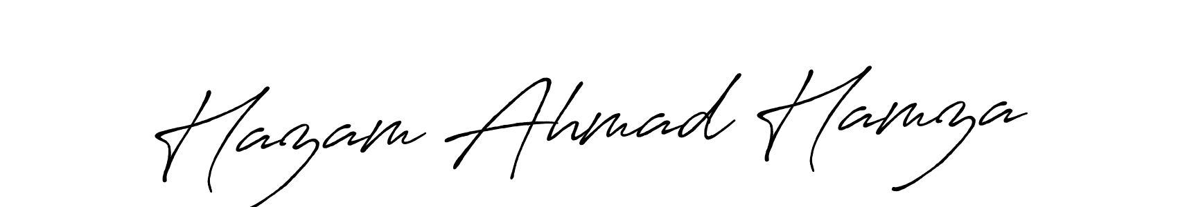 Make a beautiful signature design for name Hazam Ahmad Hamza. With this signature (Antro_Vectra_Bolder) style, you can create a handwritten signature for free. Hazam Ahmad Hamza signature style 7 images and pictures png