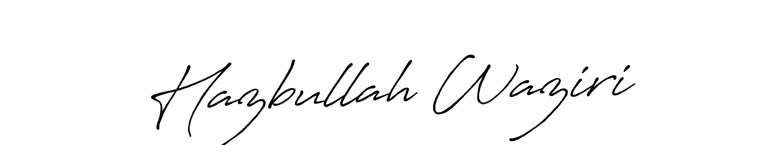 How to make Hazbullah Waziri name signature. Use Antro_Vectra_Bolder style for creating short signs online. This is the latest handwritten sign. Hazbullah Waziri signature style 7 images and pictures png