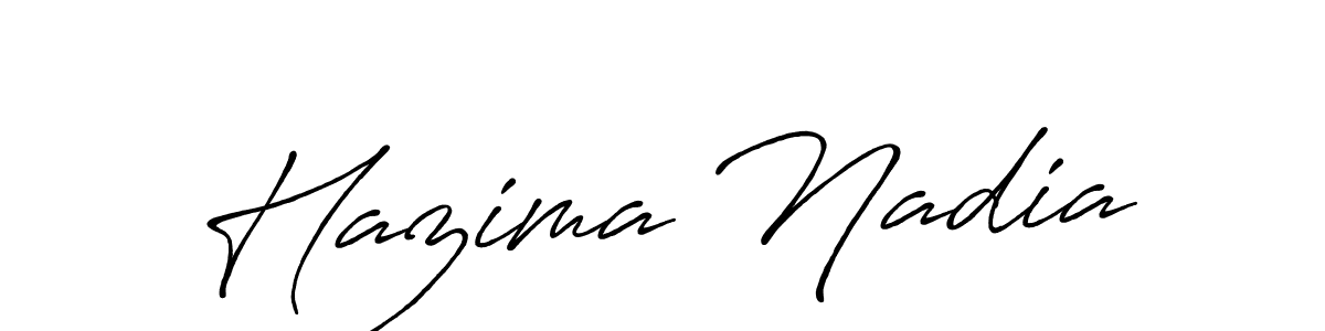 Create a beautiful signature design for name Hazima Nadia. With this signature (Antro_Vectra_Bolder) fonts, you can make a handwritten signature for free. Hazima Nadia signature style 7 images and pictures png