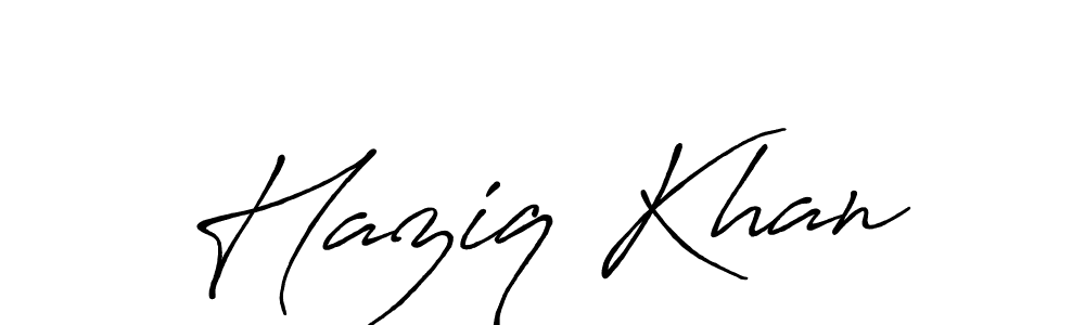 Use a signature maker to create a handwritten signature online. With this signature software, you can design (Antro_Vectra_Bolder) your own signature for name Haziq Khan. Haziq Khan signature style 7 images and pictures png