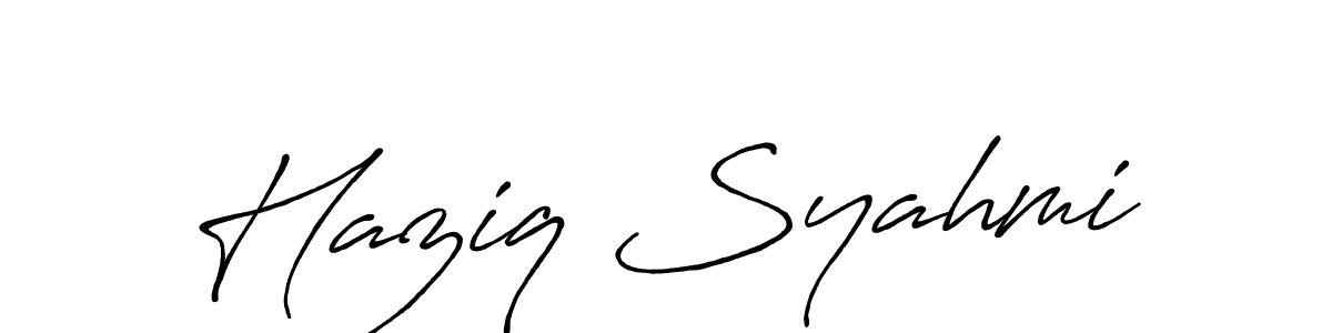 Antro_Vectra_Bolder is a professional signature style that is perfect for those who want to add a touch of class to their signature. It is also a great choice for those who want to make their signature more unique. Get Haziq Syahmi name to fancy signature for free. Haziq Syahmi signature style 7 images and pictures png