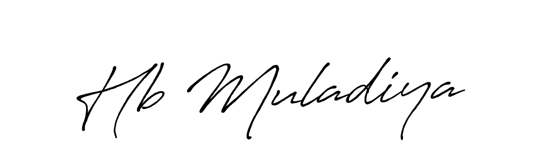 Create a beautiful signature design for name Hb Muladiya. With this signature (Antro_Vectra_Bolder) fonts, you can make a handwritten signature for free. Hb Muladiya signature style 7 images and pictures png