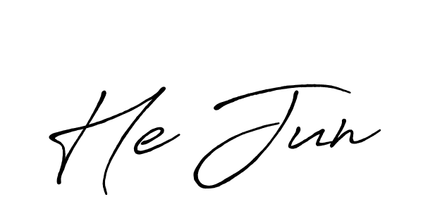 Create a beautiful signature design for name He Jun. With this signature (Antro_Vectra_Bolder) fonts, you can make a handwritten signature for free. He Jun signature style 7 images and pictures png