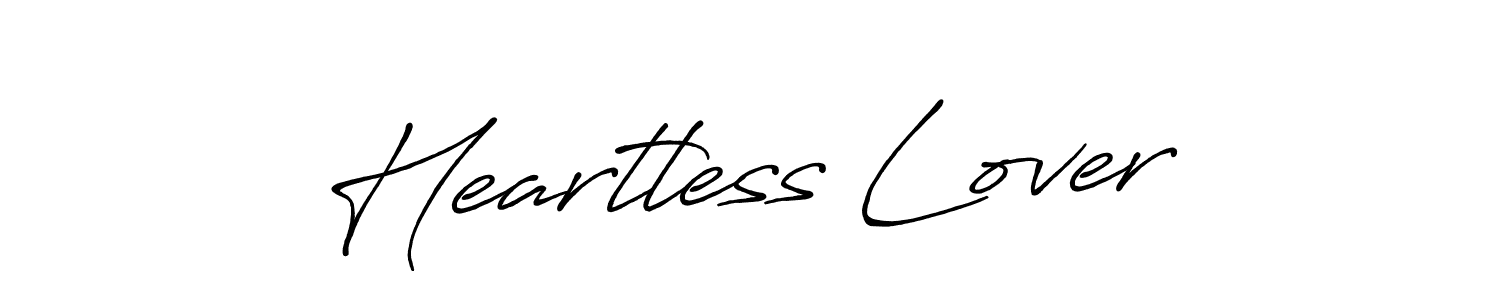 Make a beautiful signature design for name Heartless Lover. With this signature (Antro_Vectra_Bolder) style, you can create a handwritten signature for free. Heartless Lover signature style 7 images and pictures png