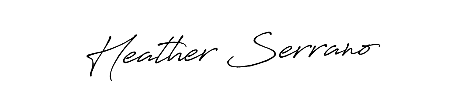 Heather Serrano stylish signature style. Best Handwritten Sign (Antro_Vectra_Bolder) for my name. Handwritten Signature Collection Ideas for my name Heather Serrano. Heather Serrano signature style 7 images and pictures png