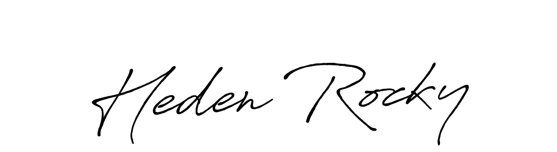 Use a signature maker to create a handwritten signature online. With this signature software, you can design (Antro_Vectra_Bolder) your own signature for name Heden Rocky. Heden Rocky signature style 7 images and pictures png