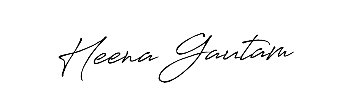 How to make Heena Gautam signature? Antro_Vectra_Bolder is a professional autograph style. Create handwritten signature for Heena Gautam name. Heena Gautam signature style 7 images and pictures png