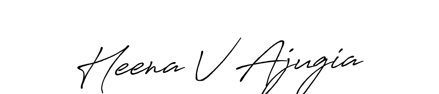 Also we have Heena V Ajugia name is the best signature style. Create professional handwritten signature collection using Antro_Vectra_Bolder autograph style. Heena V Ajugia signature style 7 images and pictures png