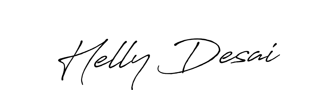 Make a beautiful signature design for name Helly Desai. With this signature (Antro_Vectra_Bolder) style, you can create a handwritten signature for free. Helly Desai signature style 7 images and pictures png