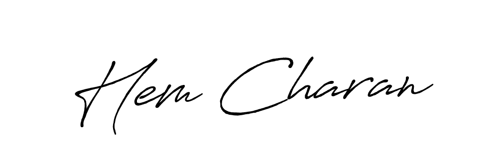 The best way (Antro_Vectra_Bolder) to make a short signature is to pick only two or three words in your name. The name Hem Charan include a total of six letters. For converting this name. Hem Charan signature style 7 images and pictures png