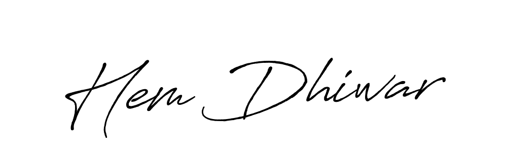 How to make Hem Dhiwar name signature. Use Antro_Vectra_Bolder style for creating short signs online. This is the latest handwritten sign. Hem Dhiwar signature style 7 images and pictures png