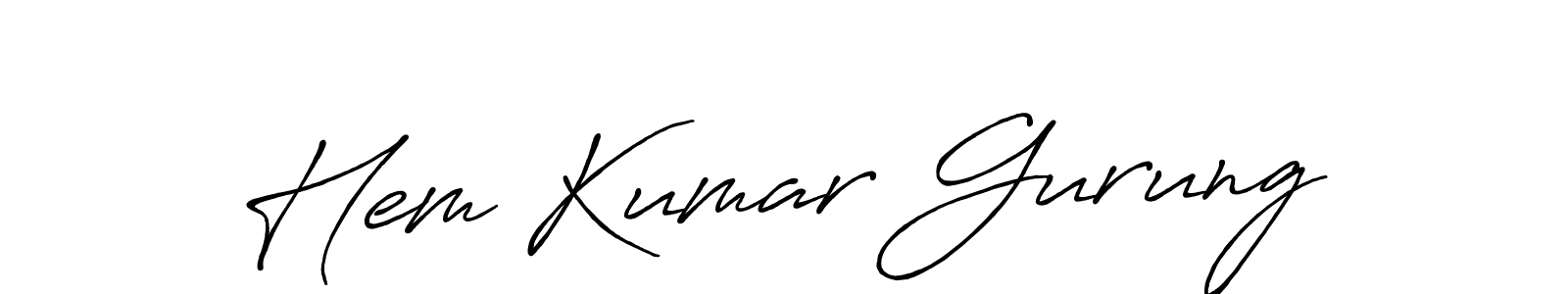 Create a beautiful signature design for name Hem Kumar Gurung. With this signature (Antro_Vectra_Bolder) fonts, you can make a handwritten signature for free. Hem Kumar Gurung signature style 7 images and pictures png