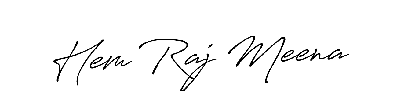 How to make Hem Raj Meena name signature. Use Antro_Vectra_Bolder style for creating short signs online. This is the latest handwritten sign. Hem Raj Meena signature style 7 images and pictures png