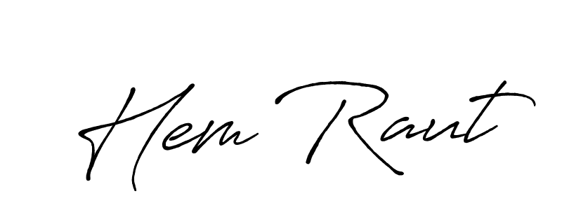 How to make Hem Raut name signature. Use Antro_Vectra_Bolder style for creating short signs online. This is the latest handwritten sign. Hem Raut signature style 7 images and pictures png