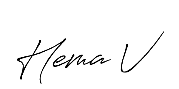 Similarly Antro_Vectra_Bolder is the best handwritten signature design. Signature creator online .You can use it as an online autograph creator for name Hema V. Hema V signature style 7 images and pictures png