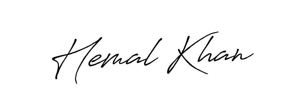 How to make Hemal Khan name signature. Use Antro_Vectra_Bolder style for creating short signs online. This is the latest handwritten sign. Hemal Khan signature style 7 images and pictures png