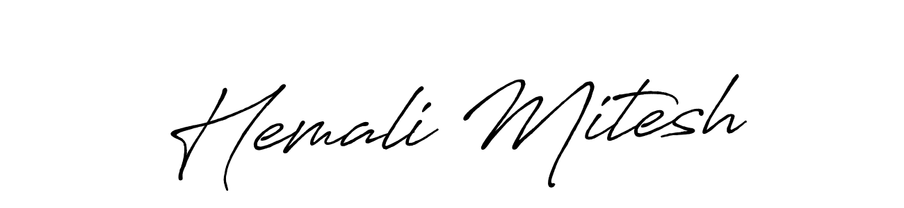 The best way (Antro_Vectra_Bolder) to make a short signature is to pick only two or three words in your name. The name Hemali Mitesh include a total of six letters. For converting this name. Hemali Mitesh signature style 7 images and pictures png
