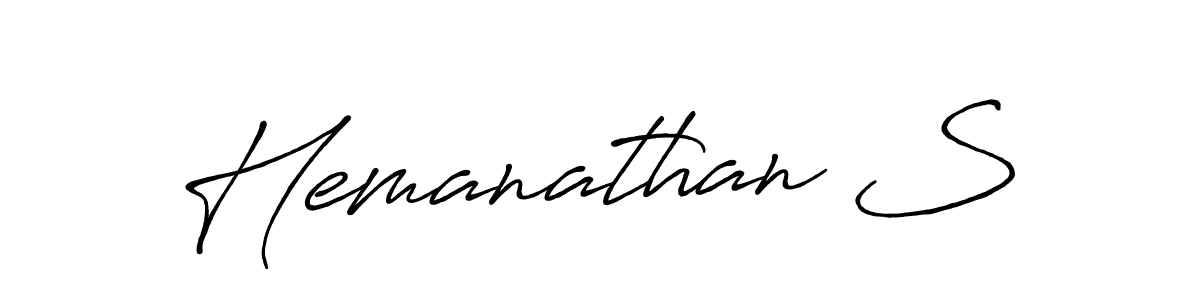 It looks lik you need a new signature style for name Hemanathan S. Design unique handwritten (Antro_Vectra_Bolder) signature with our free signature maker in just a few clicks. Hemanathan S signature style 7 images and pictures png