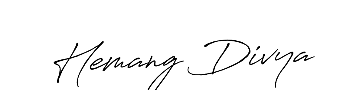 Create a beautiful signature design for name Hemang Divya. With this signature (Antro_Vectra_Bolder) fonts, you can make a handwritten signature for free. Hemang Divya signature style 7 images and pictures png