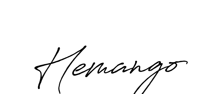 Use a signature maker to create a handwritten signature online. With this signature software, you can design (Antro_Vectra_Bolder) your own signature for name Hemango. Hemango signature style 7 images and pictures png