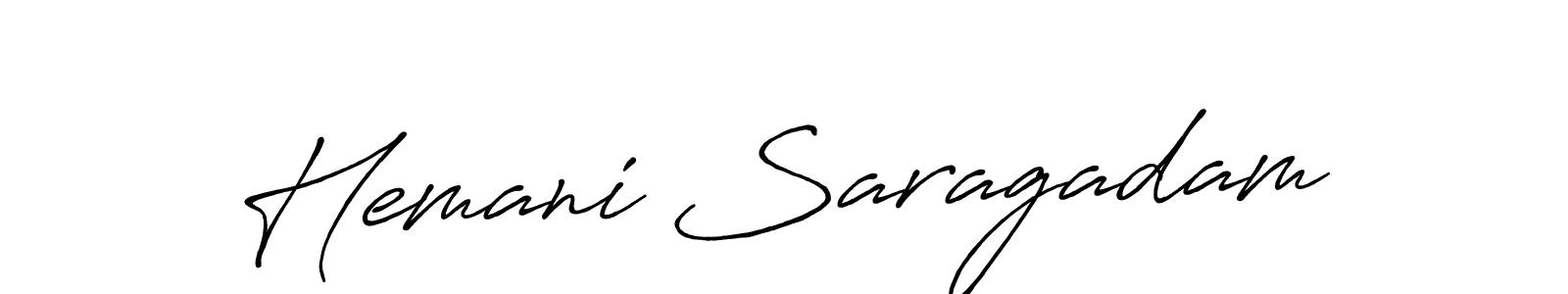 Create a beautiful signature design for name Hemani Saragadam. With this signature (Antro_Vectra_Bolder) fonts, you can make a handwritten signature for free. Hemani Saragadam signature style 7 images and pictures png