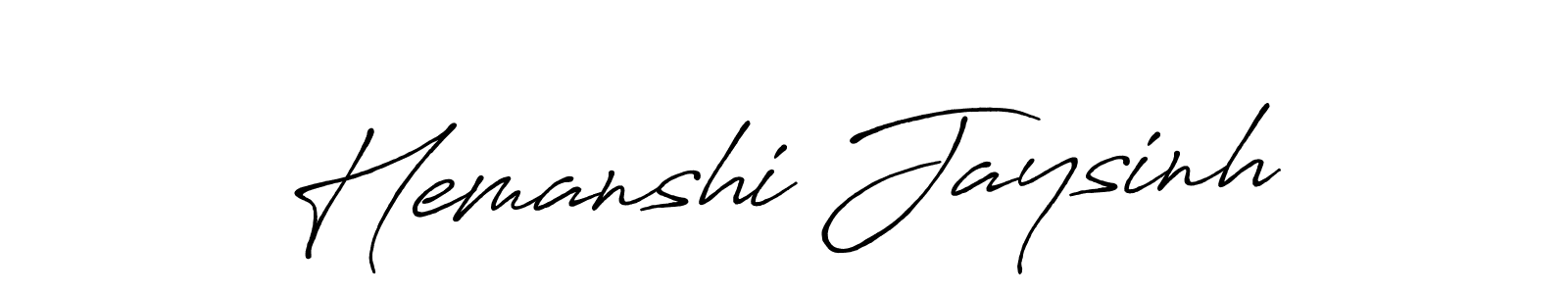 How to make Hemanshi Jaysinh name signature. Use Antro_Vectra_Bolder style for creating short signs online. This is the latest handwritten sign. Hemanshi Jaysinh signature style 7 images and pictures png