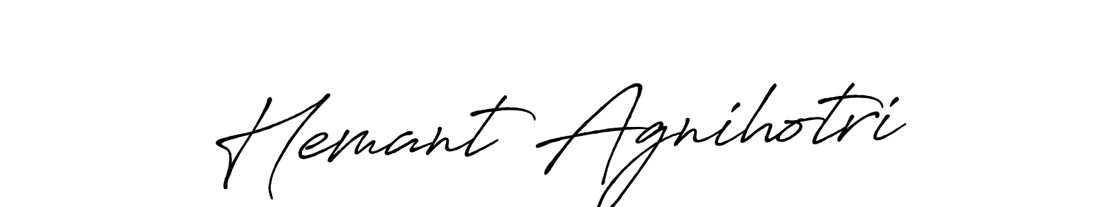 How to make Hemant Agnihotri name signature. Use Antro_Vectra_Bolder style for creating short signs online. This is the latest handwritten sign. Hemant Agnihotri signature style 7 images and pictures png
