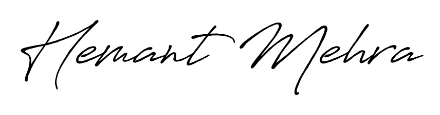 A modern signature idea for name Hemant Mehra using Antro_Vectra_Bolder font. Clean strokes and elegant curves make it stand out instantly. Hemant Mehra signature style 7 images and pictures png