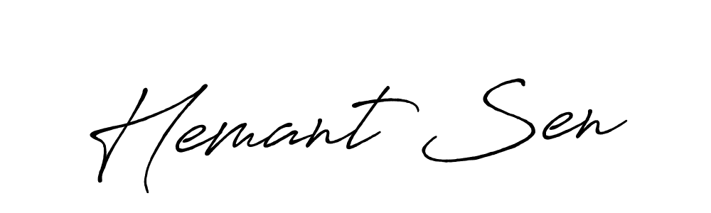 Also You can easily find your signature by using the search form. We will create Hemant Sen name handwritten signature images for you free of cost using Antro_Vectra_Bolder sign style. Hemant Sen signature style 7 images and pictures png