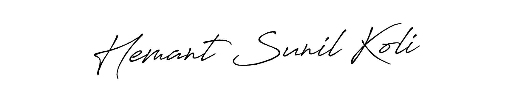 How to make Hemant Sunil Koli name signature. Use Antro_Vectra_Bolder style for creating short signs online. This is the latest handwritten sign. Hemant Sunil Koli signature style 7 images and pictures png