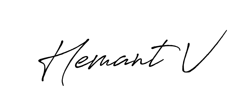 Hemant V stylish signature style. Best Handwritten Sign (Antro_Vectra_Bolder) for my name. Handwritten Signature Collection Ideas for my name Hemant V. Hemant V signature style 7 images and pictures png