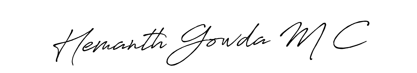 if you are searching for the best signature style for your name Hemanth Gowda M C. so please give up your signature search. here we have designed multiple signature styles  using Antro_Vectra_Bolder. Hemanth Gowda M C signature style 7 images and pictures png