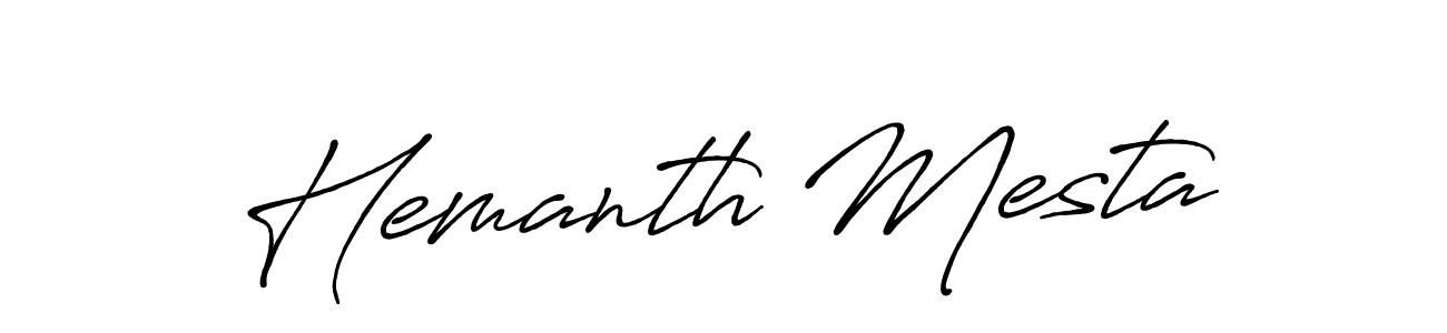 Use a signature maker to create a handwritten signature online. With this signature software, you can design (Antro_Vectra_Bolder) your own signature for name Hemanth Mesta. Hemanth Mesta signature style 7 images and pictures png