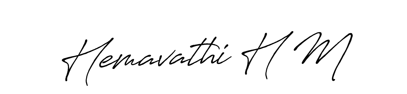 Use a signature maker to create a handwritten signature online. With this signature software, you can design (Antro_Vectra_Bolder) your own signature for name Hemavathi H M. Hemavathi H M signature style 7 images and pictures png