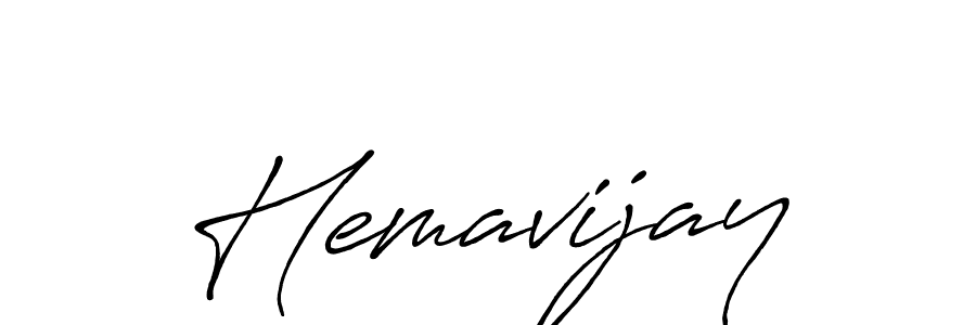 Also we have Hemavijay name is the best signature style. Create professional handwritten signature collection using Antro_Vectra_Bolder autograph style. Hemavijay signature style 7 images and pictures png