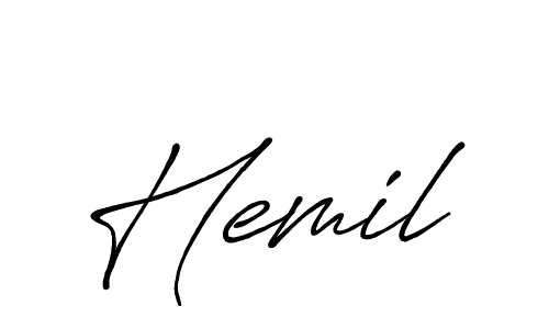 Use a signature maker to create a handwritten signature online. With this signature software, you can design (Antro_Vectra_Bolder) your own signature for name Hemil. Hemil signature style 7 images and pictures png