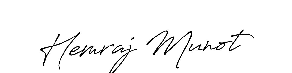 The best way (Antro_Vectra_Bolder) to make a short signature is to pick only two or three words in your name. The name Hemraj Munot include a total of six letters. For converting this name. Hemraj Munot signature style 7 images and pictures png