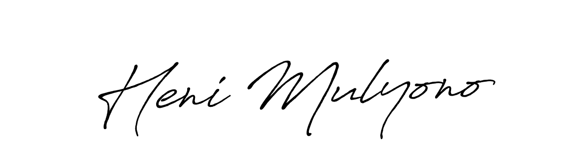 Antro_Vectra_Bolder is a professional signature style that is perfect for those who want to add a touch of class to their signature. It is also a great choice for those who want to make their signature more unique. Get Heni Mulyono name to fancy signature for free. Heni Mulyono signature style 7 images and pictures png