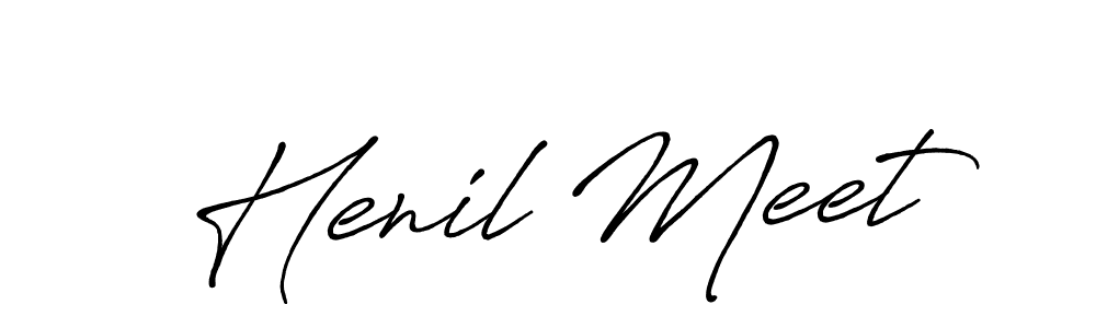 How to make Henil Meet name signature. Use Antro_Vectra_Bolder style for creating short signs online. This is the latest handwritten sign. Henil Meet signature style 7 images and pictures png