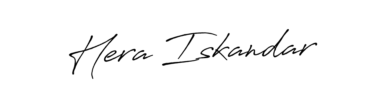 Create a beautiful signature design for name Hera Iskandar. With this signature (Antro_Vectra_Bolder) fonts, you can make a handwritten signature for free. Hera Iskandar signature style 7 images and pictures png
