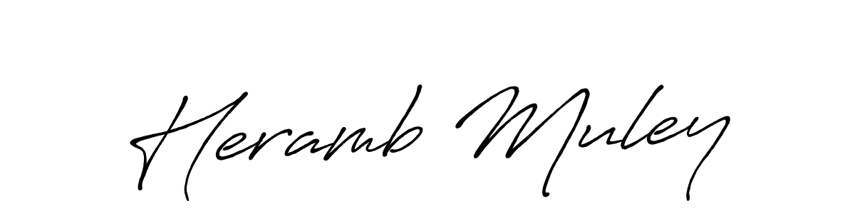 How to make Heramb Muley name signature. Use Antro_Vectra_Bolder style for creating short signs online. This is the latest handwritten sign. Heramb Muley signature style 7 images and pictures png